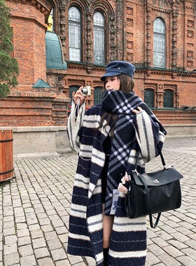 【现货】EAU DE MER  具象的松弛感 复古条纹秋冬毛呢长款大外套