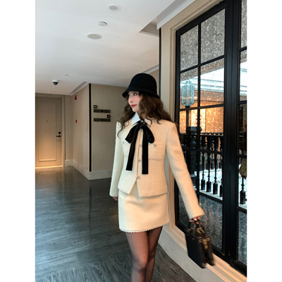 冬季气质保暖羊毛混纺时尚套装