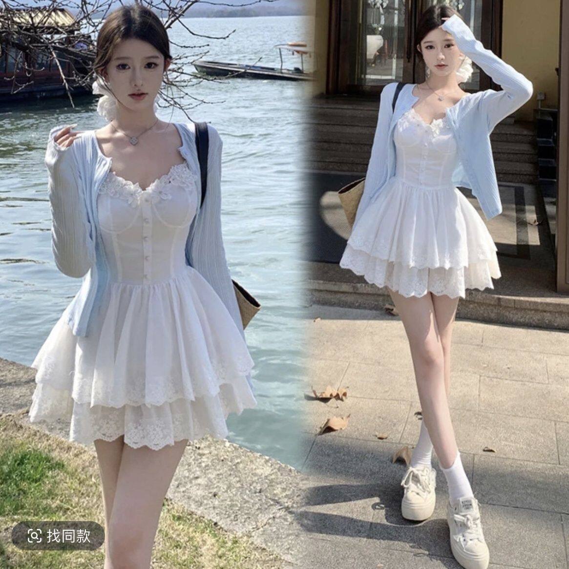 法式夏季纯欲风连衣裙韩系收腰设连衣裙