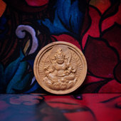 西藏千年雷击老桃木 擦擦 娘拉大鹏鸟文殊财神项链钥匙扣手机链