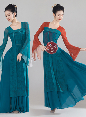 古典舞舞蹈服女飘逸身韵长款纱衣中国舞演出服古风齐胸汉唐舞蹈服