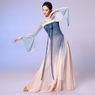 古典舞蹈服装飘逸弹力纱衣中国舞练功服古风汉服齐胸仙演出服长款