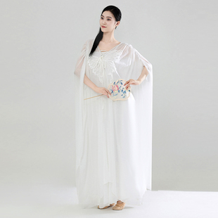 古典舞蹈服飘逸禅意中国舞大摆裙仙气身韵纱衣练功服白色前世今生