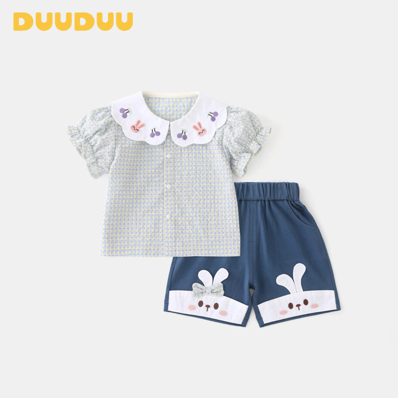 DUUDUU兔子2025夏季短袖女宝宝衣服小童上衣短裤韩式a类儿童套装,童装/婴儿装/亲子装,套装,淘宝优惠券,粉丝福利购,淘宝优惠卷
