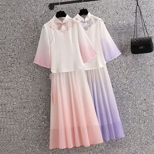 文艺学生范春夏套装 民族风唐装 两件套 年轻款 洋气夏季 新款 女套装