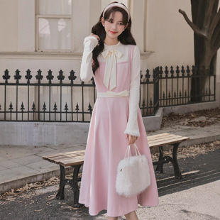 女2026甜美可爱都市甜心千金风连衣裙套装穿搭斗篷两件套气质长裙