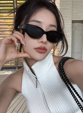 新款女士墨镜个性潮美式复古辣妹GM猫眼小窄框Y2k不规则太阳镜女
