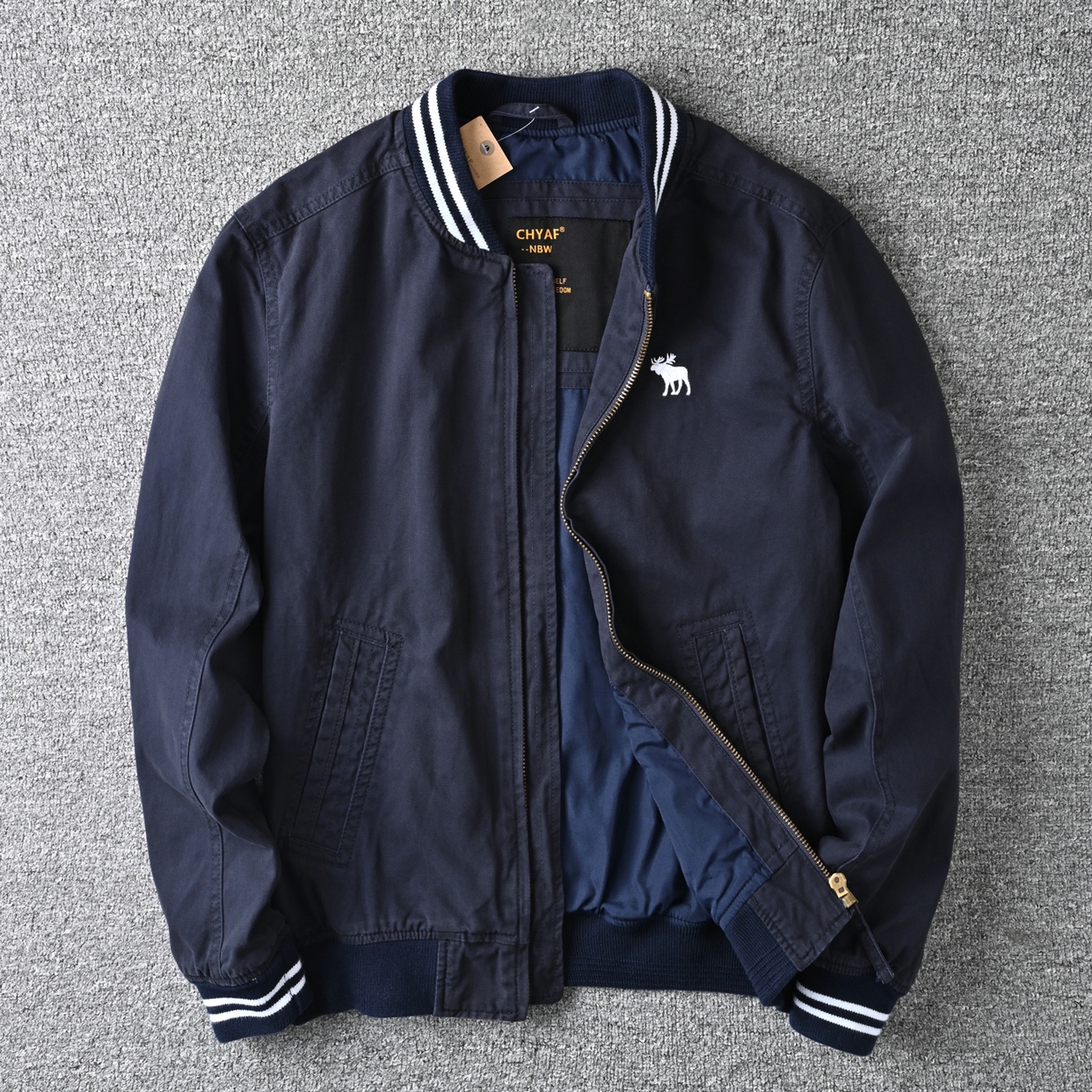 秋冬季新款棒球服上衣男欧美复古修身短款双层迷彩夹克外套风衣男