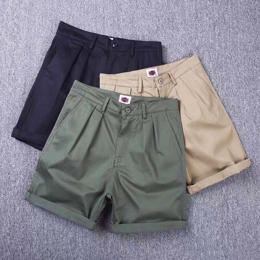 美式复古弹力工装短裤男潮牌ins余文乐宽松休闲五分裤中裤男夏季