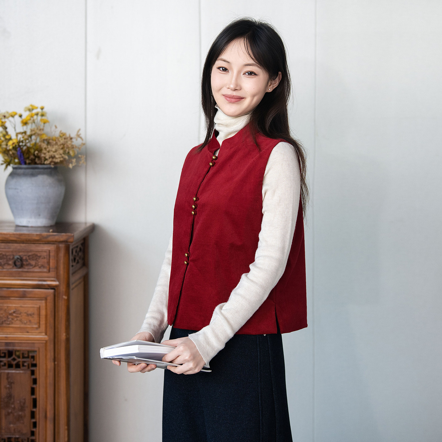 玉想四季故事|新中式细灯芯绒夹单马甲复古文艺对襟上衣改良背心,女装/女士精品,马夹,淘宝优惠券,粉丝福利购,淘宝优惠卷