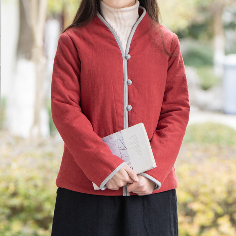 玉想【如眉】中式女装中国风文艺复古对襟棉麻短款微修身小棉袄,女装/女士精品,棉衣/棉服,淘宝优惠券,粉丝福利购,淘宝优惠卷