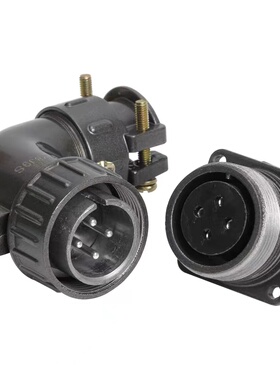 P32J1S弯头航空插头P32K1S连接器4芯50A P32K1A插座P32J1A