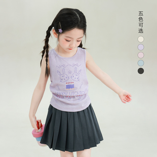 宝儿无袖 休闲百搭透气童趣薄上衣 新款 大耳象女童印花背心2026夏季