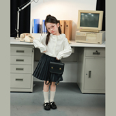 宝儿休闲纯色衬衫 大耳象女童蕾丝翻领长袖 新款 2026春季 上衣 小衫