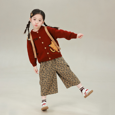 大耳象女童卡通图案毛衣开衫2026秋季新款宝儿针织动物长袖上衣 — 1