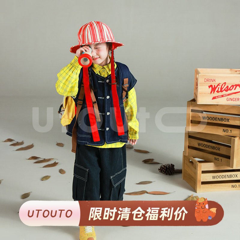 大耳象女童牛仔马甲系带休闲牛仔裤秋季新款宝儿宽松潮流休闲套装