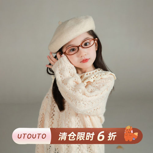utouto秋季镂空手工花边毛衣