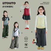 儿童洋气上衣 新款 大耳象女童花边亲子吊带 T恤春季