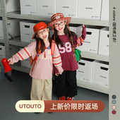 大耳象女童贴布绣卫衣秋新款 上衣 宝儿纯棉休闲宽松圆领长袖