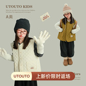 大耳象女童菱格棉服马甲冬季 宝儿夹棉百搭加厚保暖防寒上衣 新款