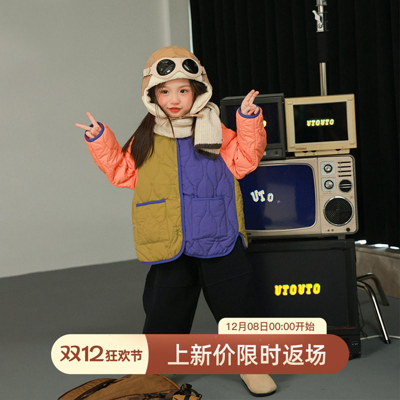 大耳象女童拼布撞色棉服冬季新款宝儿休闲个性上衣防寒保暖外套,童装/婴儿装/亲子装,棉袄/棉服,淘宝优惠券,粉丝福利购,淘宝优惠卷