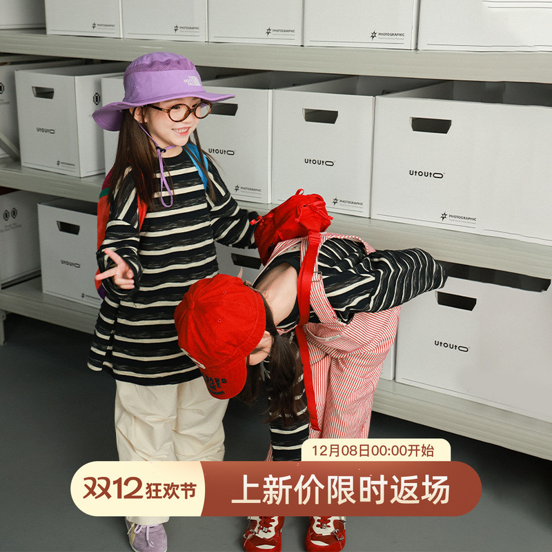 utouto秋季休闲条纹T恤