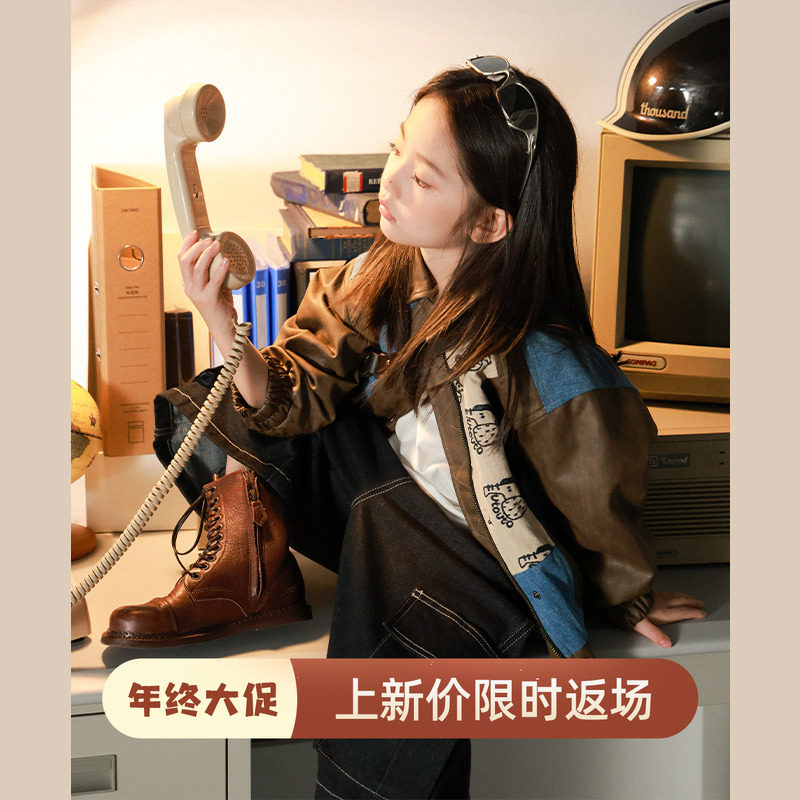 大耳象女童拼接皮衣秋季新款宝儿夹棉潮酷休闲百搭长袖外套上衣,童装/婴儿装/亲子装,普通外套,淘宝优惠券,粉丝福利购,淘宝优惠卷