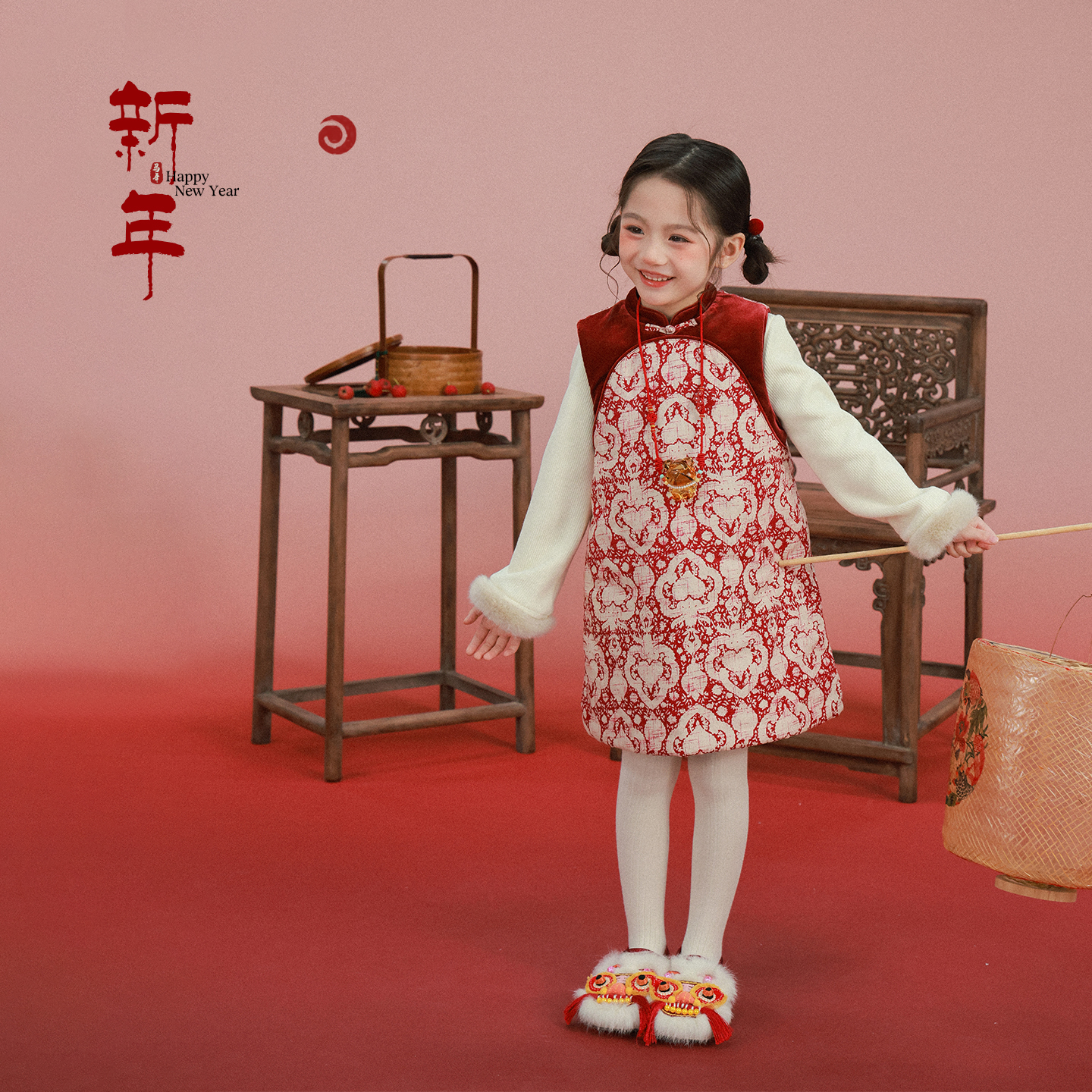 utouto冬季丝绒拼接旗袍裙