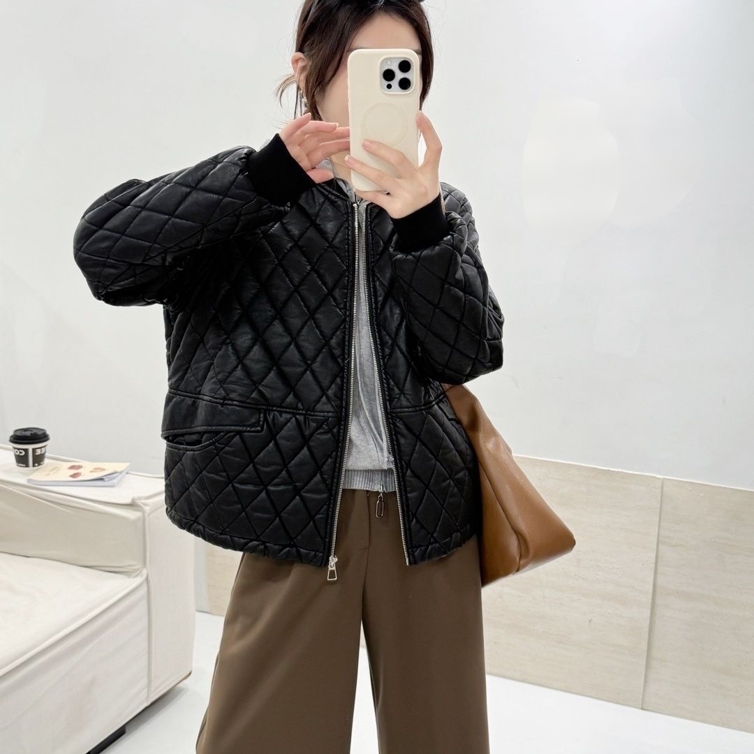 棉衣fx.hpg拉链立领皮u白搭