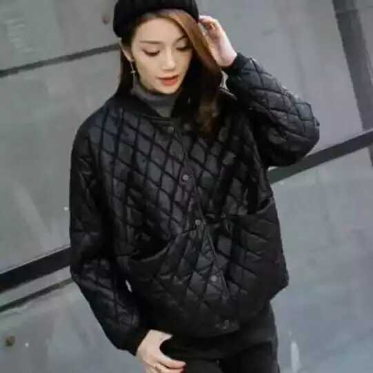 通勤长袖宽松肩立领棒球夹克棉服