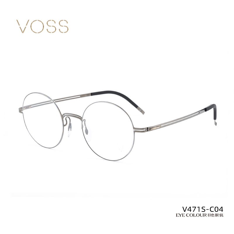 VOSS眼镜COZY简约超纤绚彩系列钛金属女士圆形大框近视镜架V471S