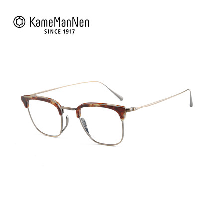 KameManNen万年龟眼镜架眉形方框钛商务日本手工男女近视KMN-1112