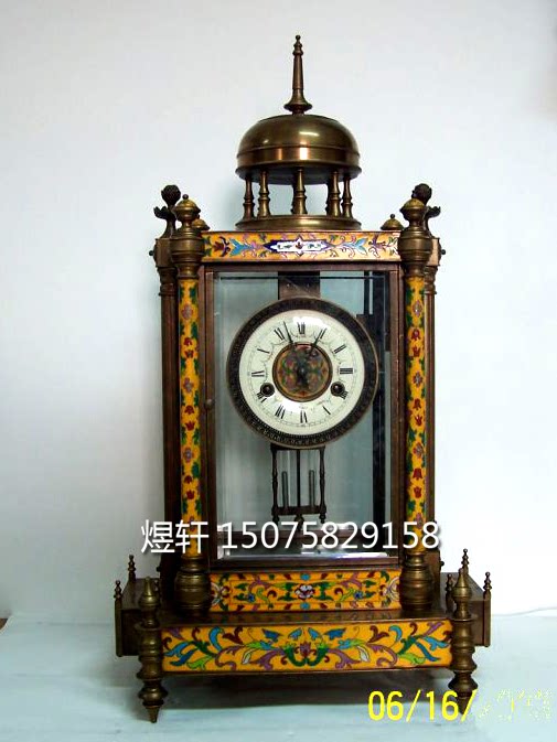 钟表铜机械仿古做旧景泰蓝珐琅四明钟老式仿古董钟座钟自鸣钟法国