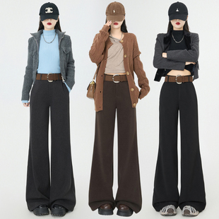 喇叭裤 显瘦休闲加厚保暖阔腿西装 女秋冬2025新款 欧货微喇毛呢裤