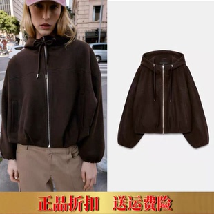 ZA家春季新品女装软质连帽宽松飞行员夹克外套 3046100 700