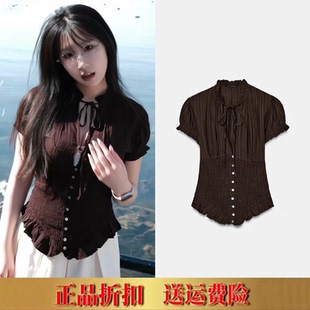 女装 女上衣 甜美时尚 蝴蝶结构造衬衫 7521020 泡泡短袖 2026春夏新款