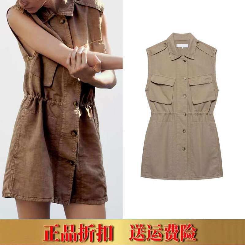 2025夏季新品 女装 口袋饰无袖翻领短连衣裙 8197085 707