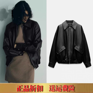 polo领中长款 2025 女装 新品 3046538 仿皮宽松夹克外套皮衣