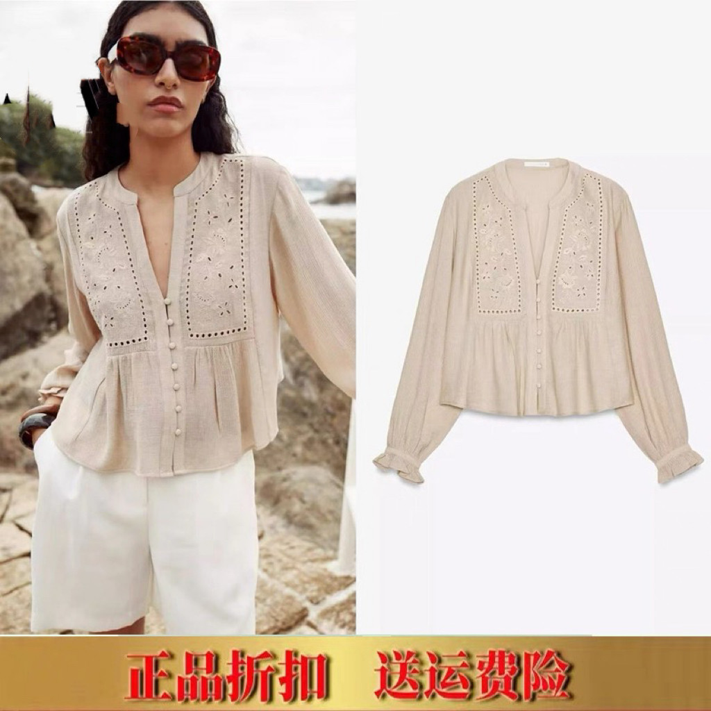 2025夏季新品 女装 镂空刺绣时尚休闲长袖短衬衫 8741073 711