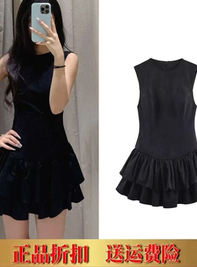 ZA家春季女装甜美时尚通勤叠层装饰无袖连衣裙修身迷你裙3152266