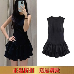 ZA家春季女装甜美时尚通勤叠层装饰无袖连衣裙修身迷你裙3152266