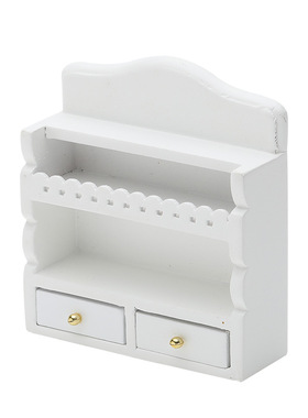 1:12娃娃屋dollhouse迷你食玩OB11古典欧式厨房白色挂架家具模型