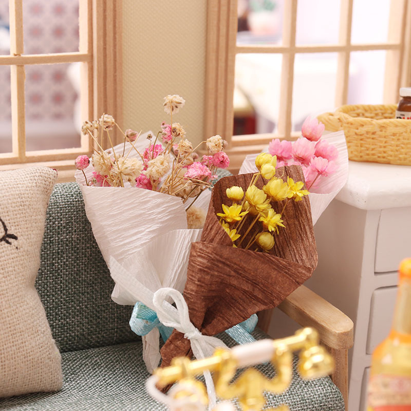 迷你微缩食玩过家家场景花束干花
