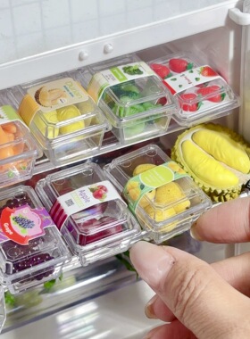 1:12娃娃屋Dollhouse迷你微缩食玩6分盒装水果鸭梨苹果葡萄等3个