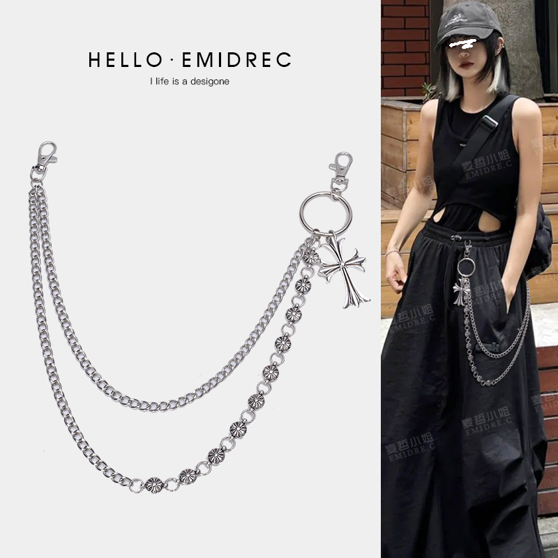 朋克嘻哈街头亚比风工装裤链子潮