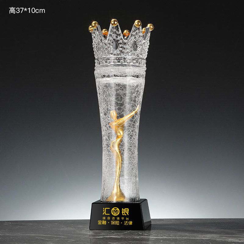 新款 超大号皇冠女王奖杯 高尔夫比赛37厘米 水晶金属奖杯定制奖
