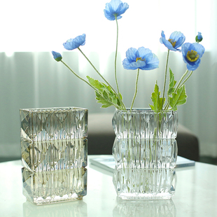 加厚加重玻璃花瓶透明创意客厅插花玫瑰办公桌台面干鲜花花器摆件