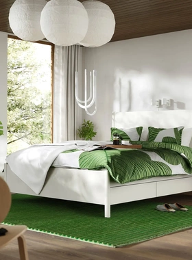 IKEA宜家图恩斯塔床架带抽屉中小户型1.5m1.8m现代简约主卧实木床