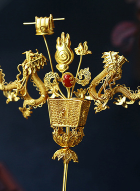 纯铜镀真金花丝发簪簪子发饰复古汉服配饰古风头饰簪子款式饰品礼