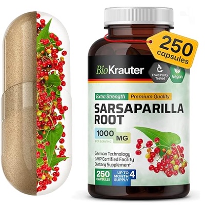 Sarsaparilla Root Organic Capsules - 1000mg Pure Sarsapar